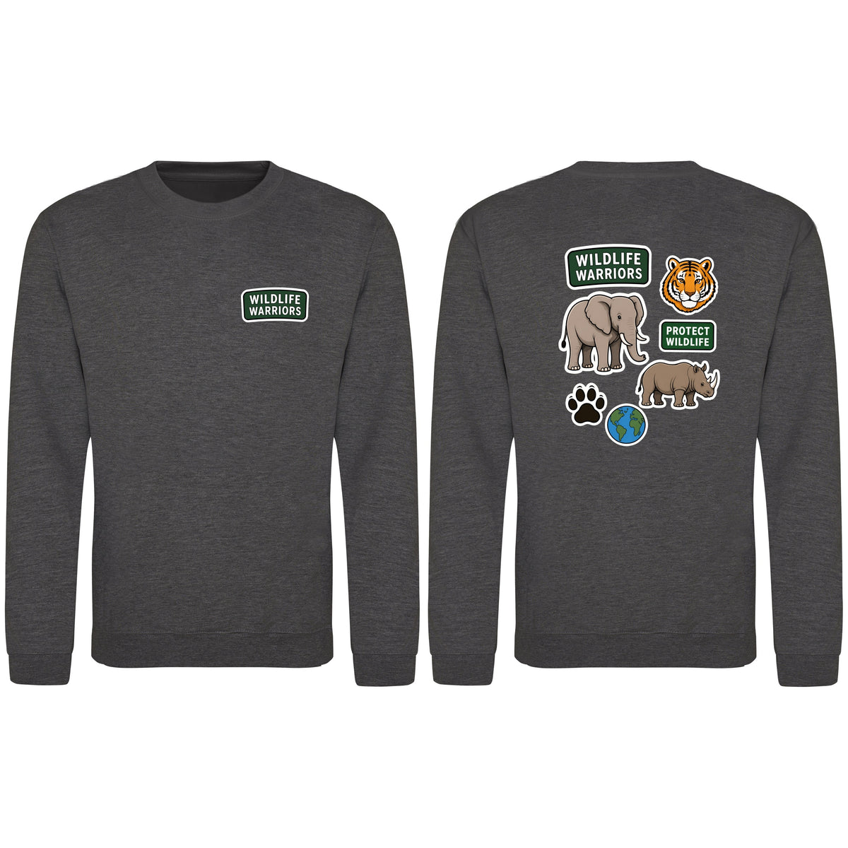 Wildlife Warriors Adult Sweatshirt - Badges of the Wild Charcoal colour variant image