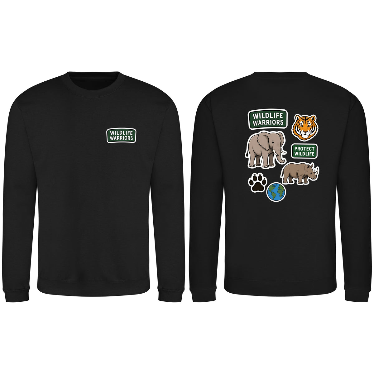 Wildlife Warriors Adult Sweatshirt - Badges of the Wild Deep Black colour variant image
