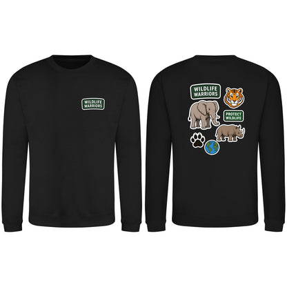 Wildlife Warriors Adult Sweatshirt - Badges of the Wild Deep Black colour variant image