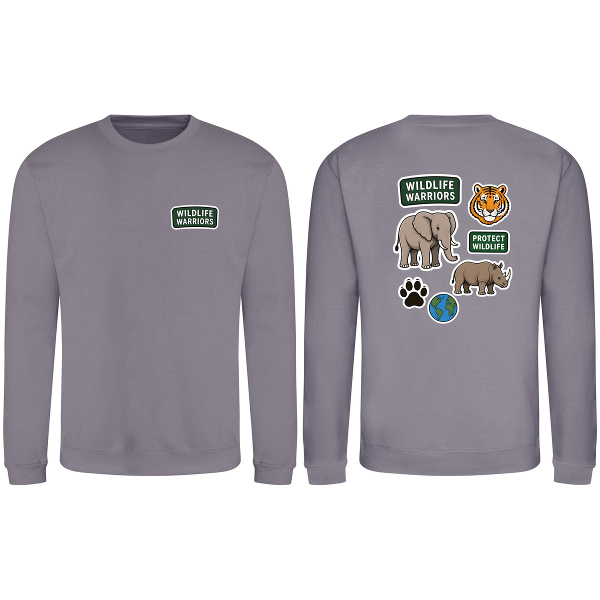 Wildlife Warriors Adult Sweatshirt - Badges of the Wild Dusty Lilac colour variant image
