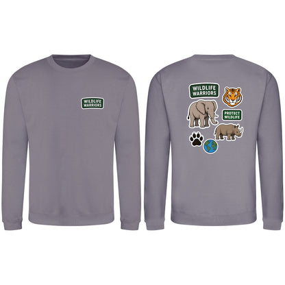 Wildlife Warriors Adult Sweatshirt - Badges of the Wild Dusty Lilac colour variant image
