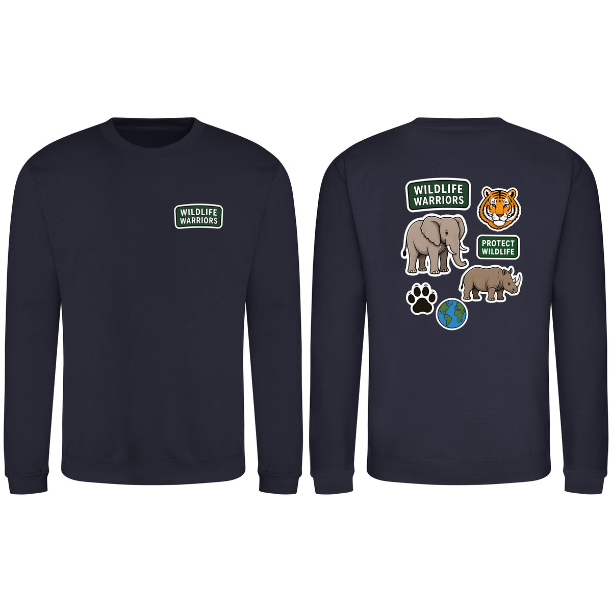 Wildlife Warriors Adult Sweatshirt - Badges of the Wild French Navy colour variant image