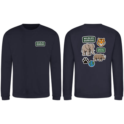 Wildlife Warriors Adult Sweatshirt - Badges of the Wild French Navy colour variant image