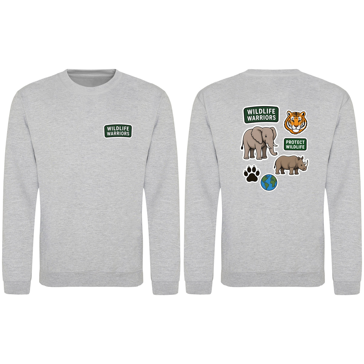 Wildlife Warriors Adult Sweatshirt - Badges of the Wild Heather Grey colour variant image