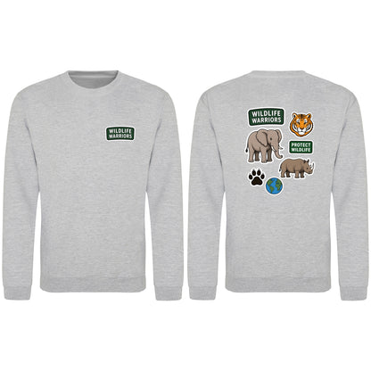 Wildlife Warriors Adult Sweatshirt - Badges of the Wild Heather Grey colour variant image