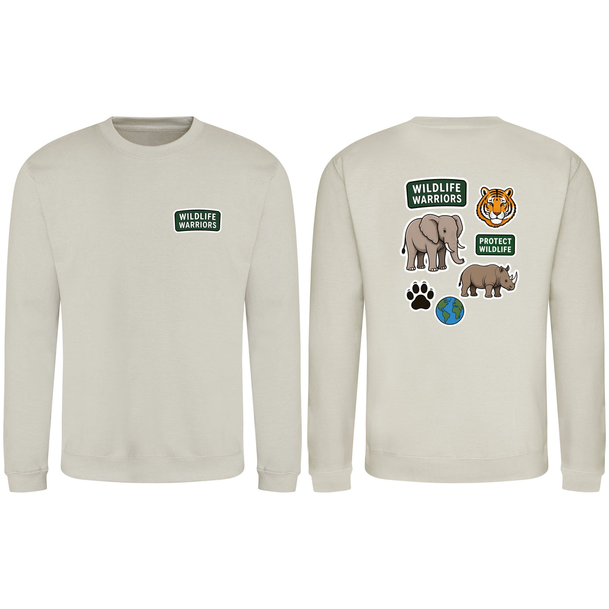 Wildlife Warriors Adult Sweatshirt - Badges of the Wild Natural Stone colour variant image