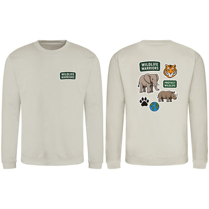 Wildlife Warriors Adult Sweatshirt - Badges of the Wild Natural Stone colour variant image
