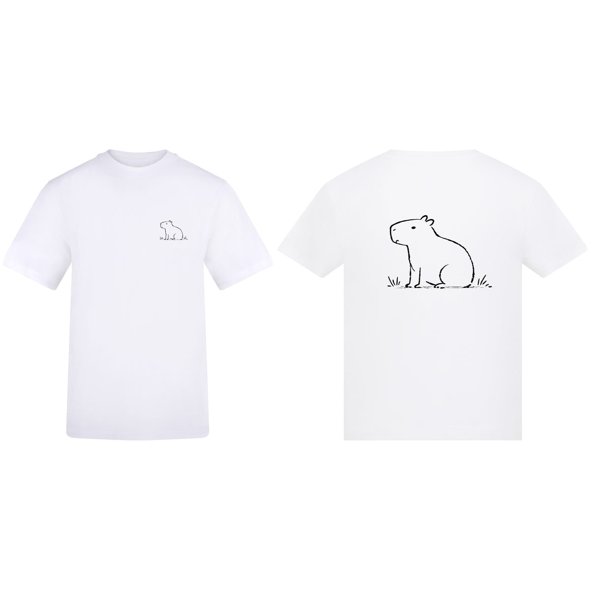 Adult T-shirt | Calm Capybara on ADULT Chest Pocket | Calm Capybara on ADULT Full Back Arctic White colour variant image