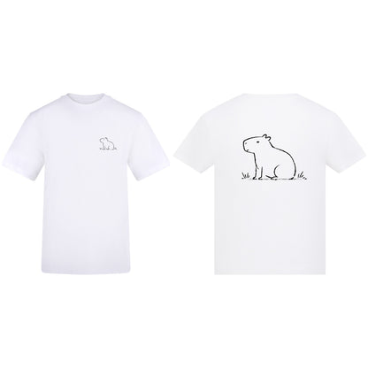 Adult T-shirt | Calm Capybara on ADULT Chest Pocket | Calm Capybara on ADULT Full Back Arctic White colour variant image