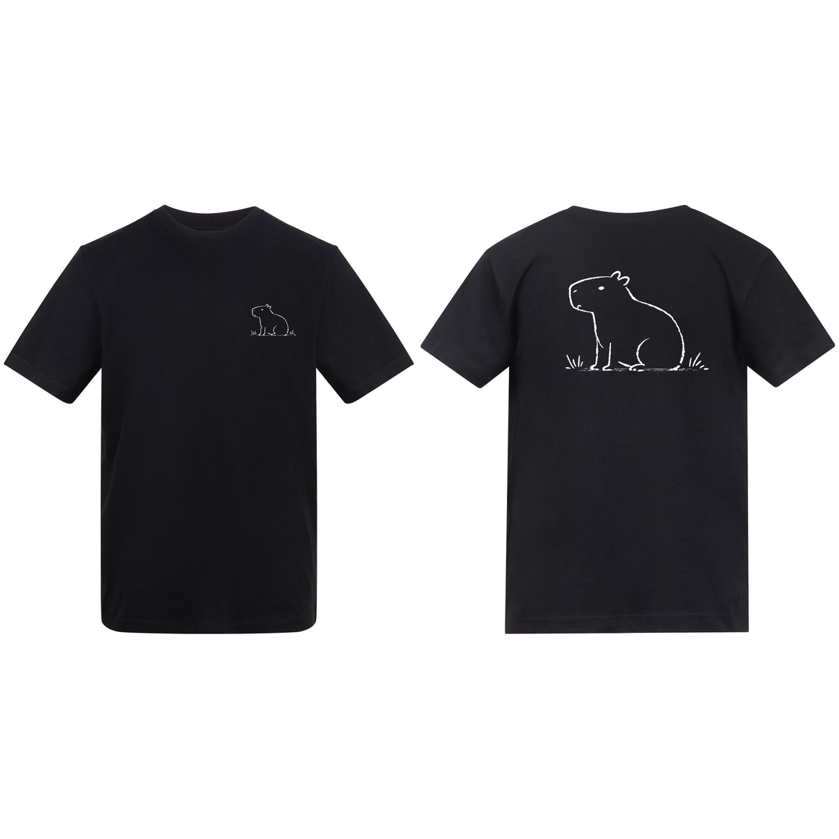 Adult T-shirt | Calm Capybara on ADULT Chest Pocket | Calm Capybara on ADULT Full Back Deep Black colour variant image
