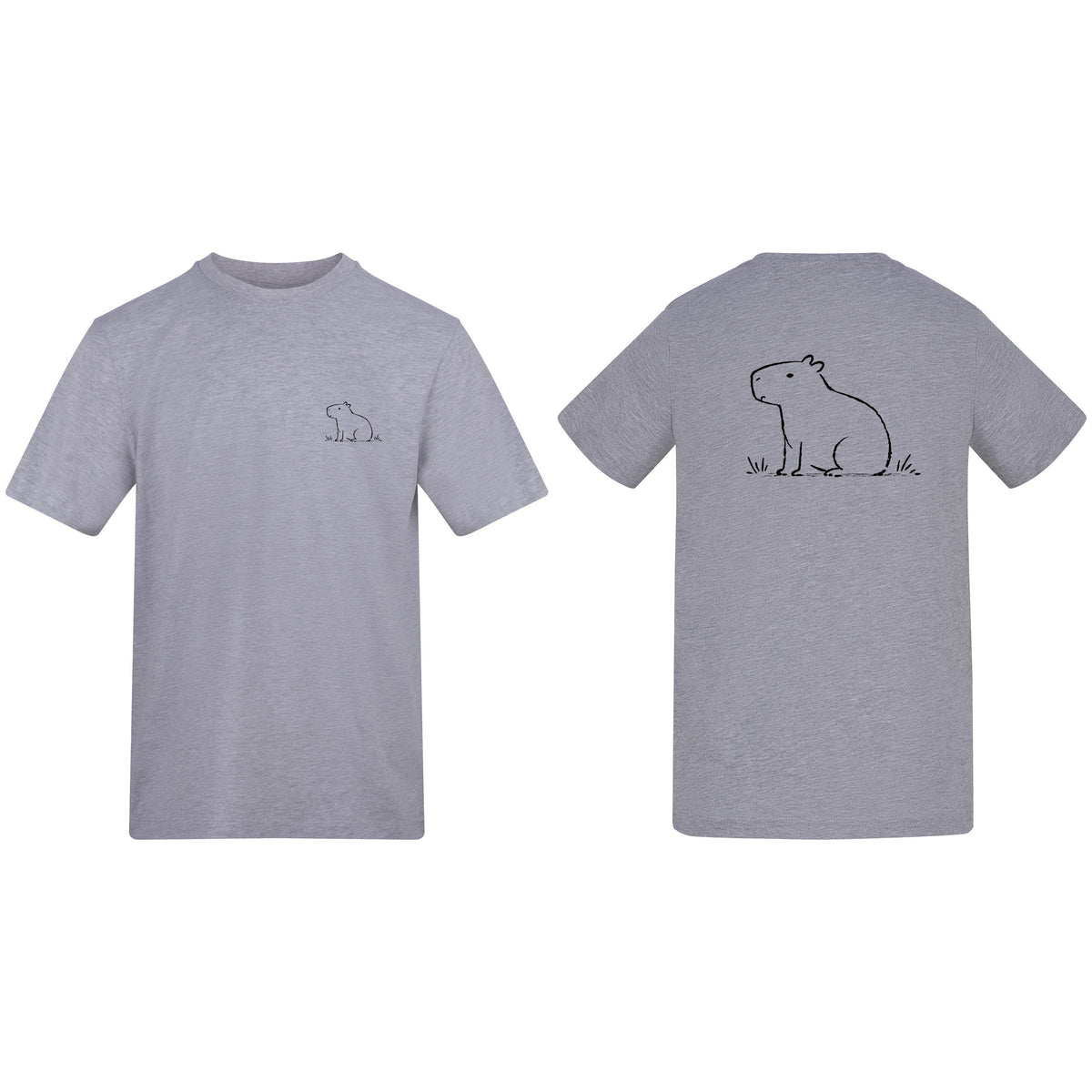 Adult T-shirt | Calm Capybara on ADULT Chest Pocket | Calm Capybara on ADULT Full Back Heather Grey colour variant image