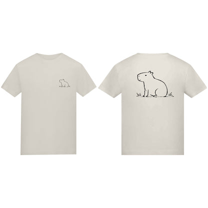 Adult T-shirt | Calm Capybara on ADULT Chest Pocket | Calm Capybara on ADULT Full Back Natural Stone colour variant image