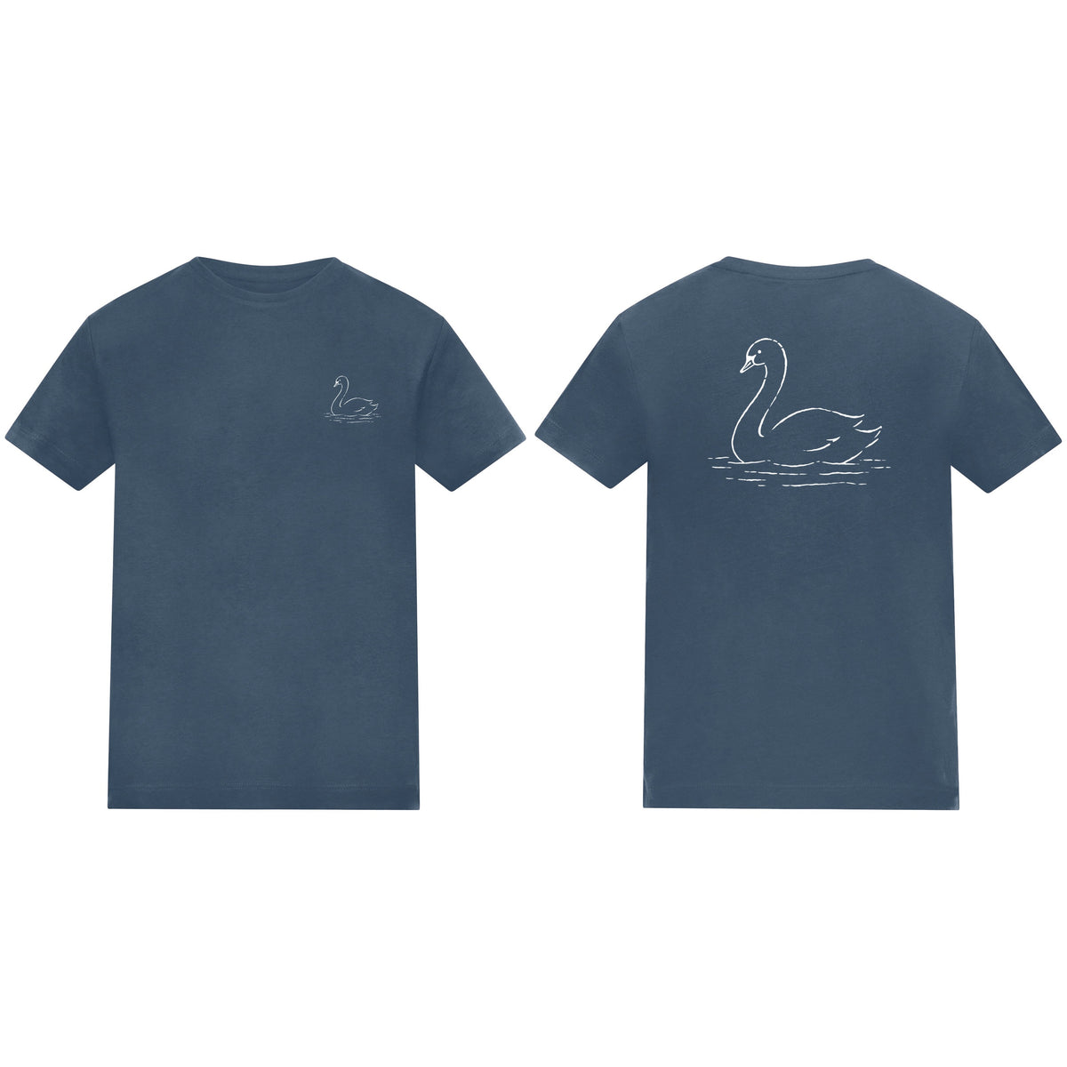 Gliding Swan Adult Unisex T-shirt from the Wild Lines Range Airforce Blue colour variant image