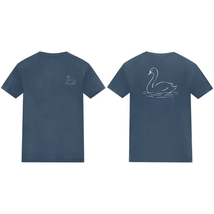 Gliding Swan Adult Unisex T-shirt from the Wild Lines Range Airforce Blue colour variant image