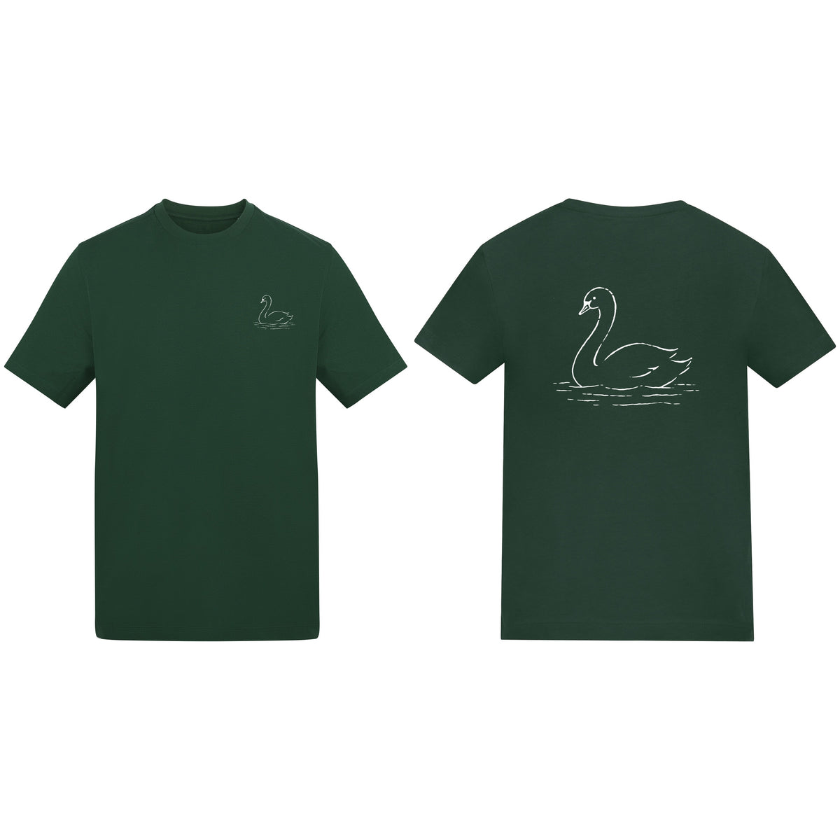 Gliding Swan Adult Unisex T-shirt from the Wild Lines Range Bottle Green colour variant image