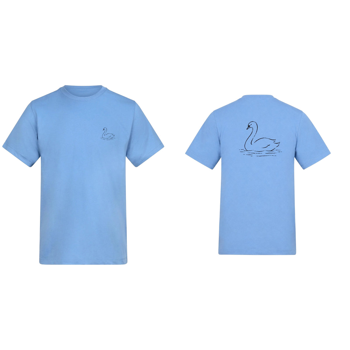Gliding Swan Adult Unisex T-shirt from the Wild Lines Range Cornflower Blue colour variant image