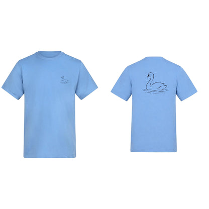 Gliding Swan Adult Unisex T-shirt from the Wild Lines Range Cornflower Blue colour variant image