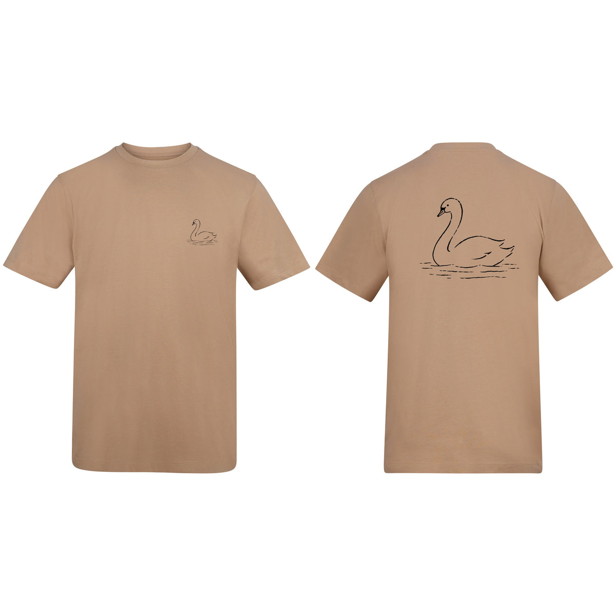 Gliding Swan Adult Unisex T-shirt from the Wild Lines Range Desert Sand colour variant image