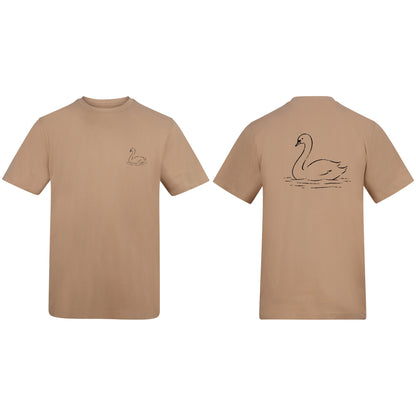 Gliding Swan Adult Unisex T-shirt from the Wild Lines Range Desert Sand colour variant image