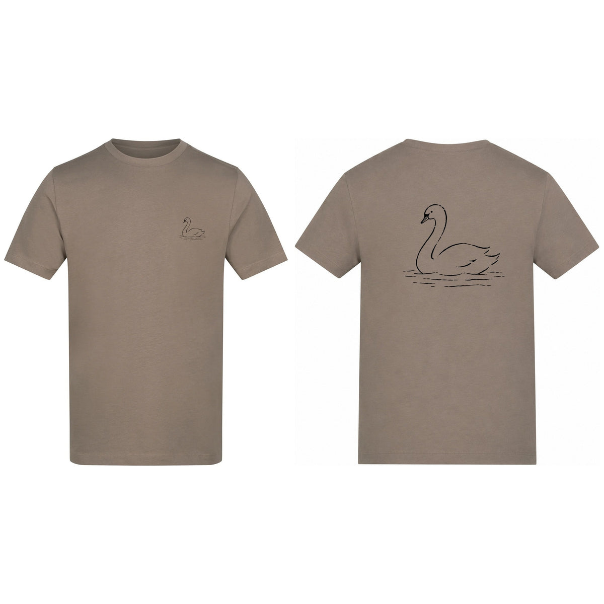 Gliding Swan Adult Unisex T-shirt from the Wild Lines Range Mocha Brown colour variant image