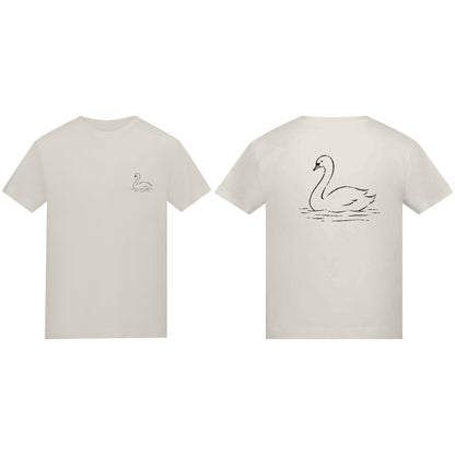 Gliding Swan Adult Unisex T-shirt from the Wild Lines Range Natural Stone colour variant image