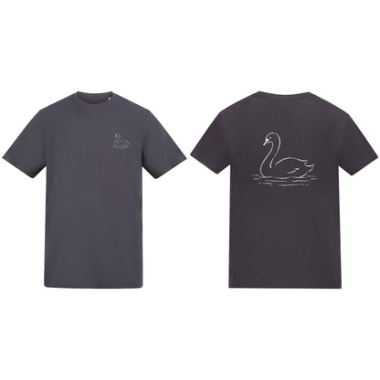 Gliding Swan Adult Unisex T-shirt from the Wild Lines Range Solid Charcoal colour variant image