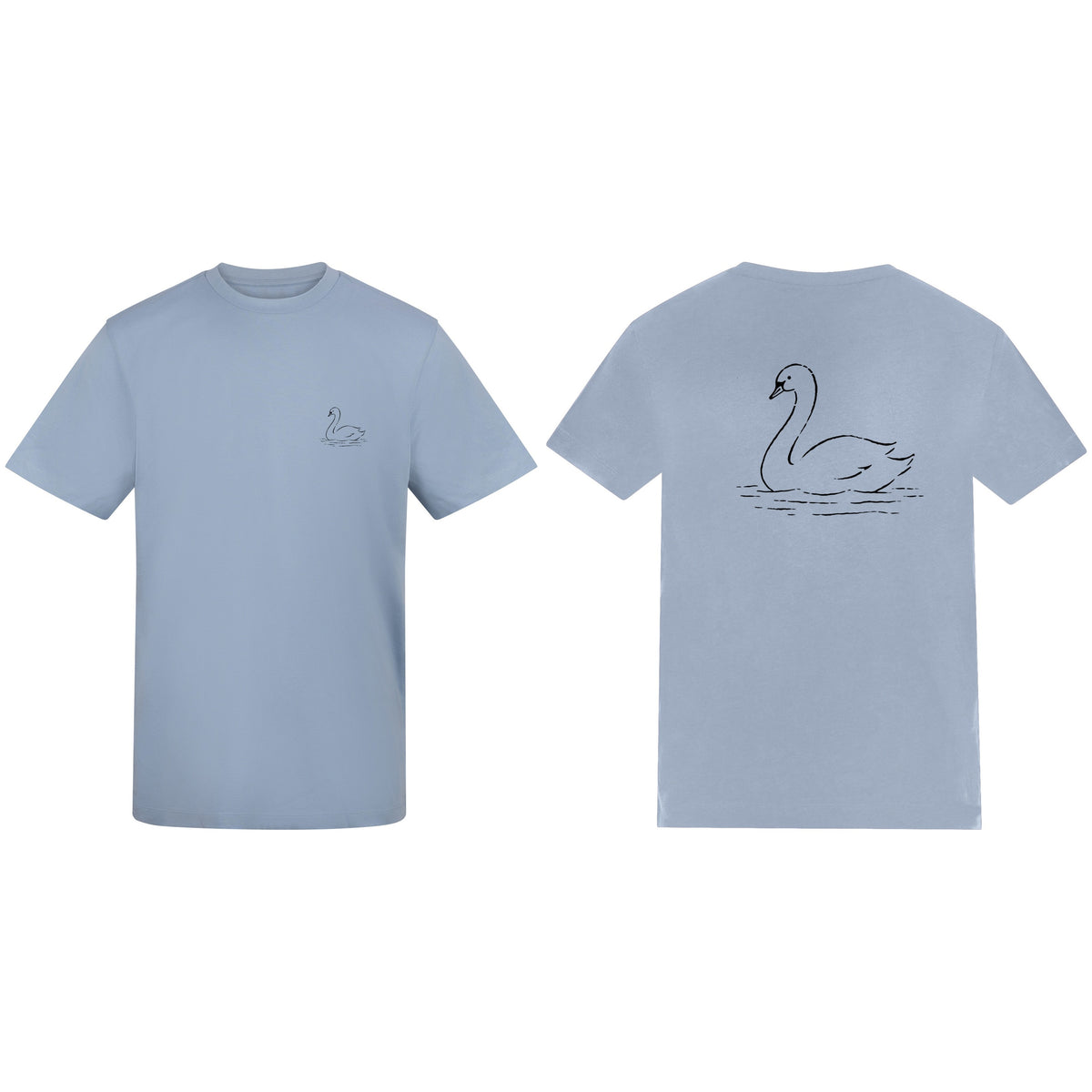 Gliding Swan Adult Unisex T-shirt from the Wild Lines Range Sky Blue colour variant image