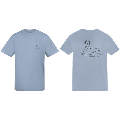 Gliding Swan Adult Unisex T-shirt from the Wild Lines Range Sky Blue colour variant image