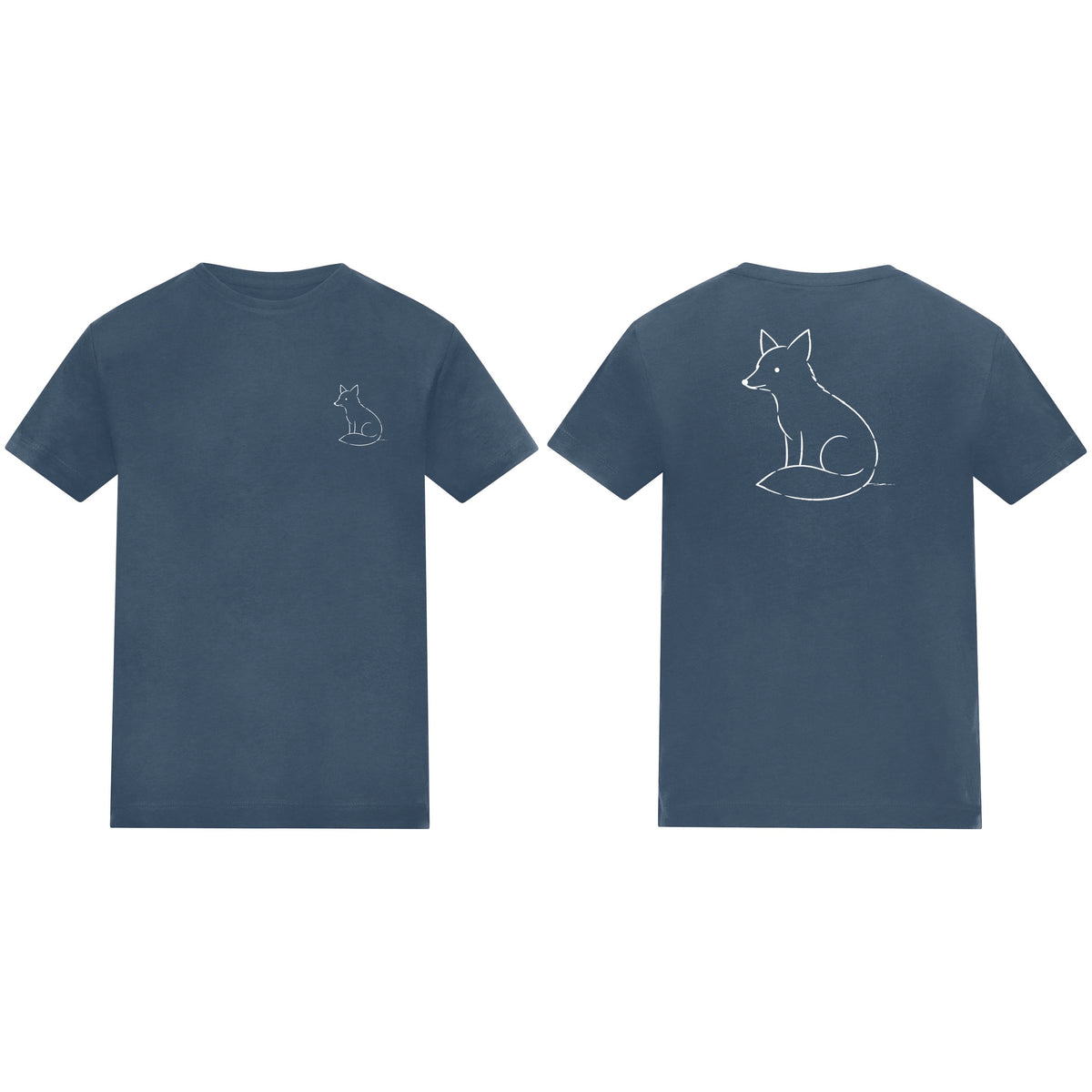 Poised Fox Adult Unisex T-shirt from the Wild Lines Range Airforce Blue colour variant image