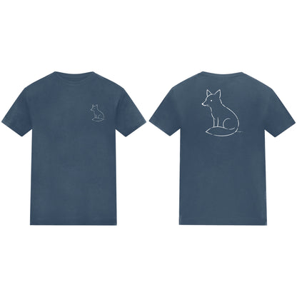 Poised Fox Adult Unisex T-shirt from the Wild Lines Range Airforce Blue colour variant image