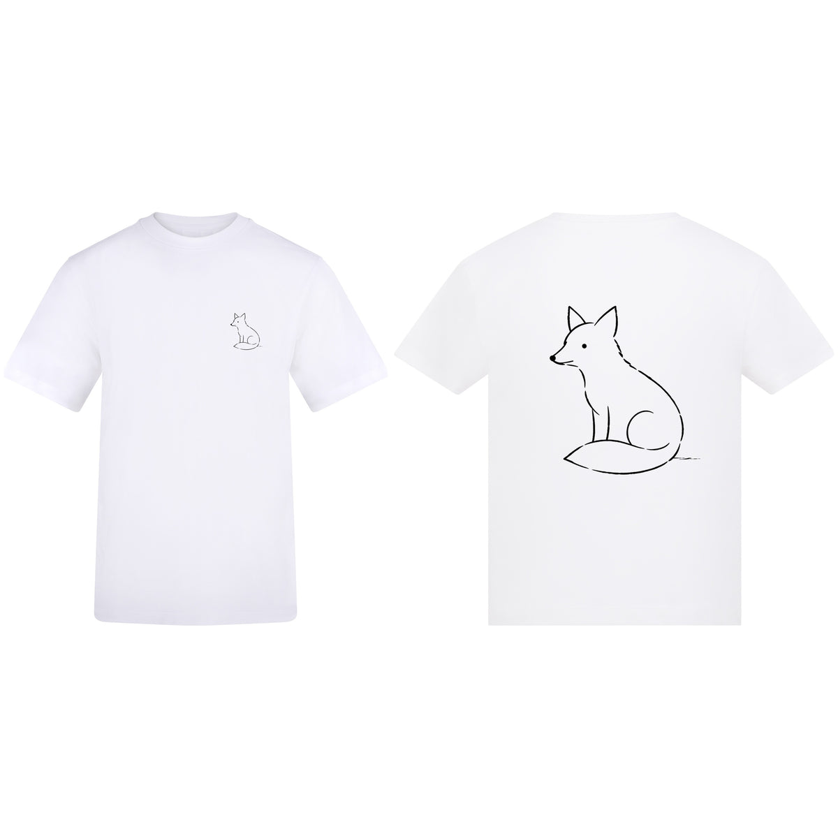 Poised Fox Adult Unisex T-shirt from the Wild Lines Range Arctic White colour variant image