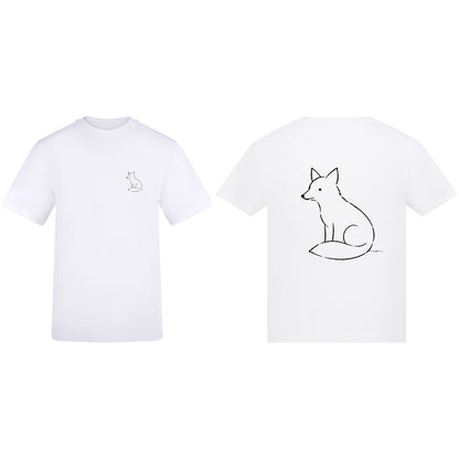 Poised Fox Adult Unisex T-shirt from the Wild Lines Range Arctic White colour variant image