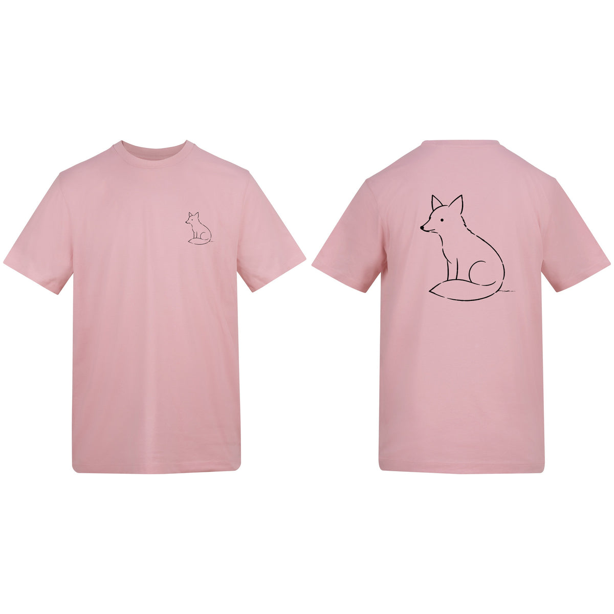 Poised Fox Adult Unisex T-shirt from the Wild Lines Range Baby Pink colour variant image
