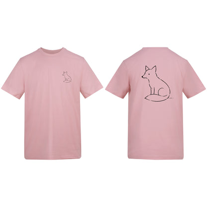 Poised Fox Adult Unisex T-shirt from the Wild Lines Range Baby Pink colour variant image