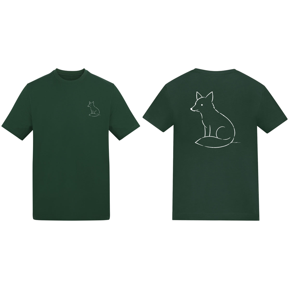 Poised Fox Adult Unisex T-shirt from the Wild Lines Range Bottle Green colour variant image