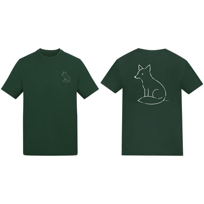 Poised Fox Adult Unisex T-shirt from the Wild Lines Range Bottle Green colour variant image