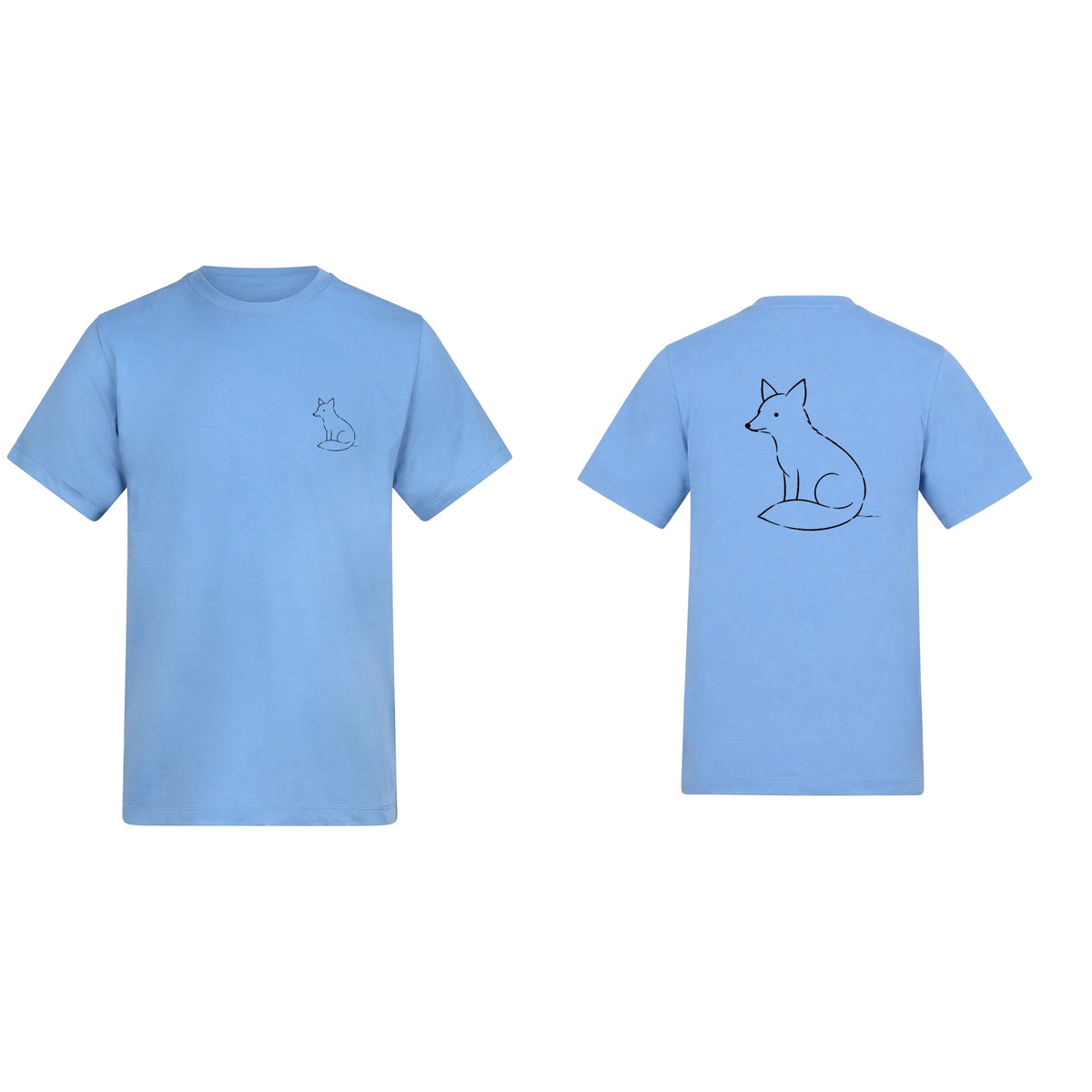 Poised Fox Adult Unisex T-shirt from the Wild Lines Range Cornflower Blue colour variant image