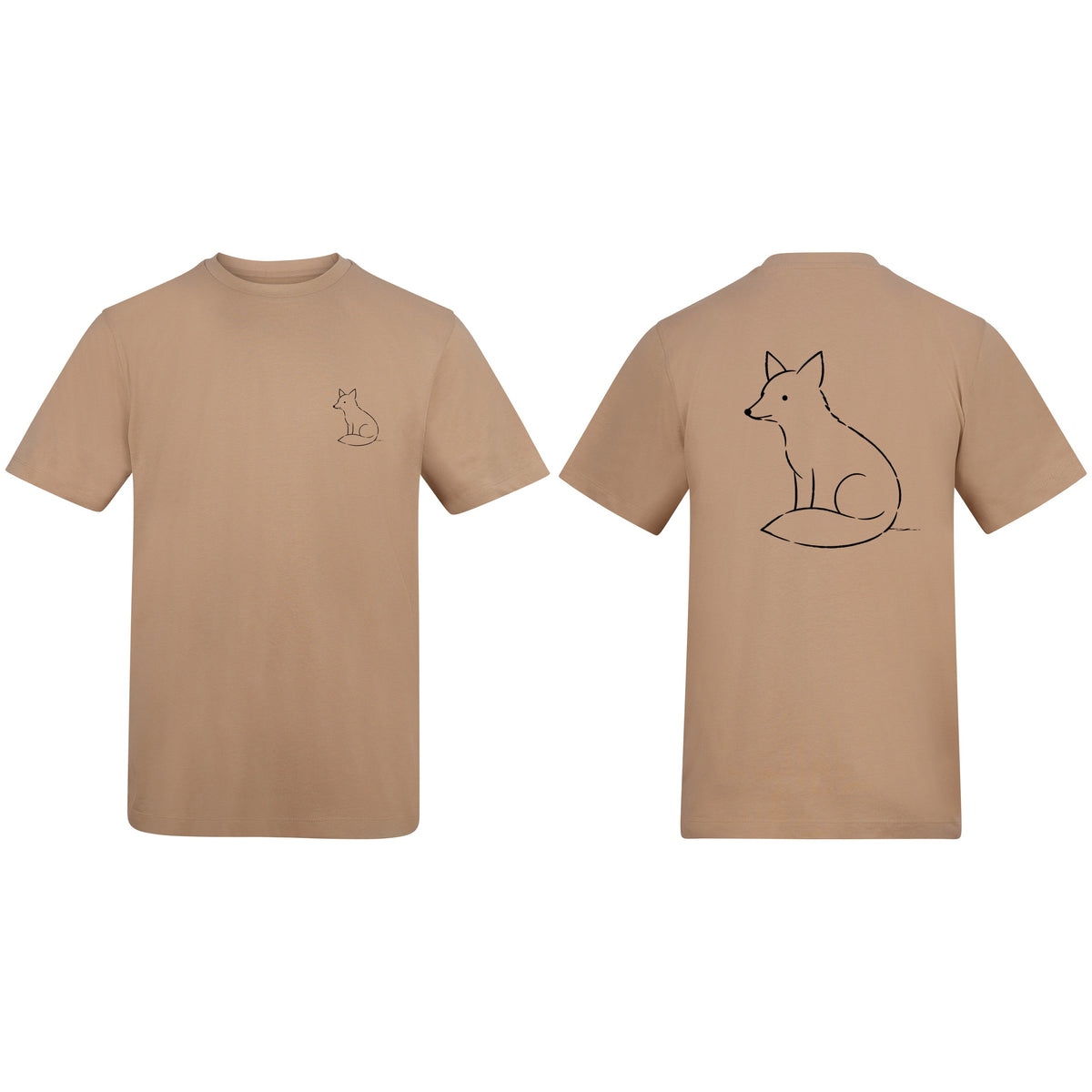 Poised Fox Adult Unisex T-shirt from the Wild Lines Range Desert Sand colour variant image