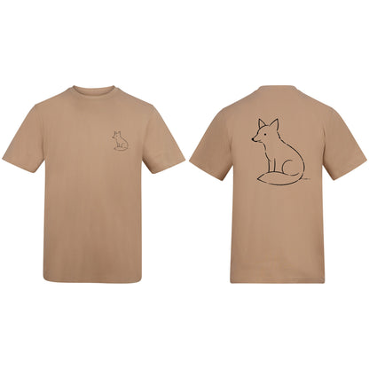 Poised Fox Adult Unisex T-shirt from the Wild Lines Range Desert Sand colour variant image