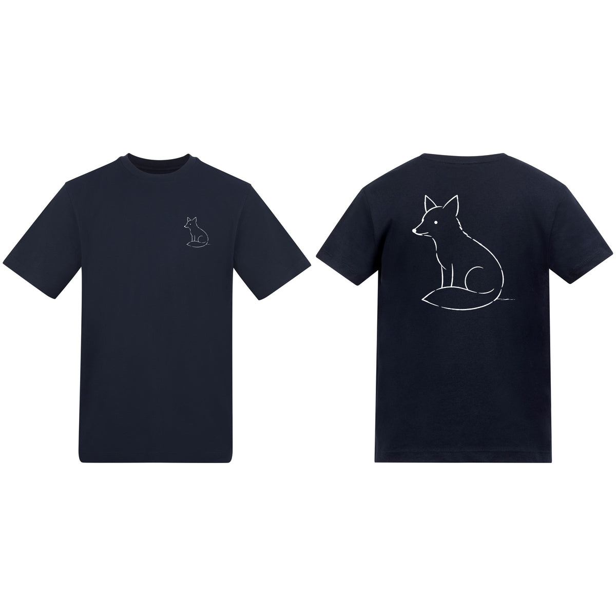 Poised Fox Adult Unisex T-shirt from the Wild Lines Range French Navy colour variant image
