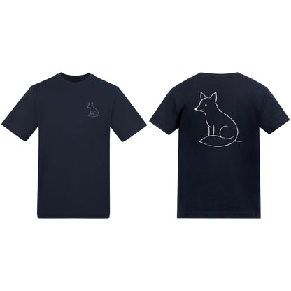 Poised Fox Adult Unisex T-shirt from the Wild Lines Range French Navy colour variant image