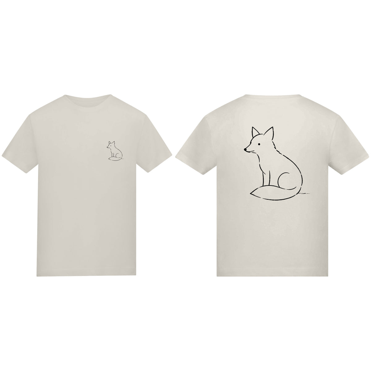 Poised Fox Adult Unisex T-shirt from the Wild Lines Range Natural Stone colour variant image