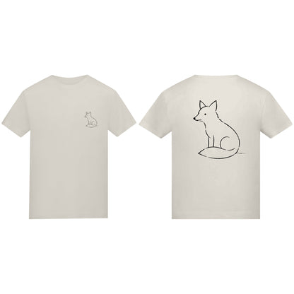 Poised Fox Adult Unisex T-shirt from the Wild Lines Range Natural Stone colour variant image
