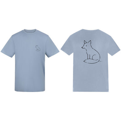 Poised Fox Adult Unisex T-shirt from the Wild Lines Range Sky Blue colour variant image