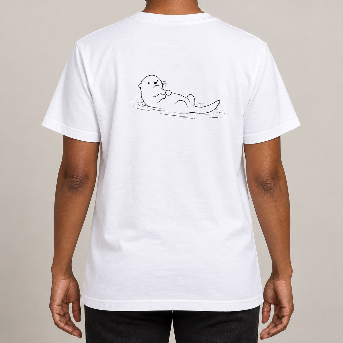 Floating Otter Adult Unisex T-shirt from the Wild Lines Range lead image