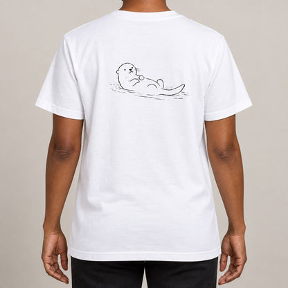 Floating Otter Adult Unisex T-shirt from the Wild Lines Range lead image
