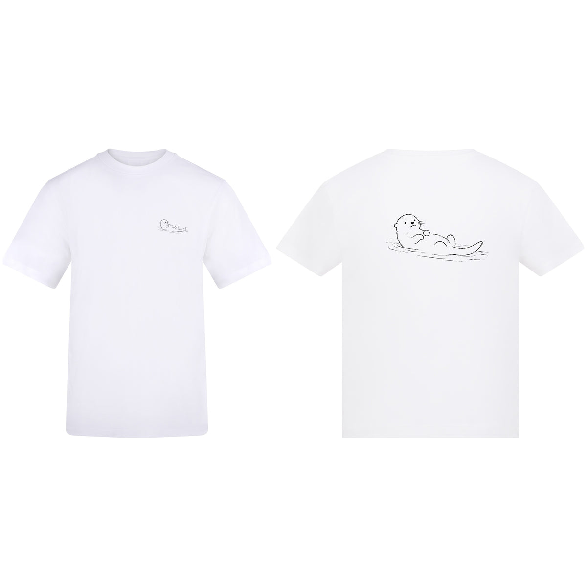 Floating Otter Adult Unisex T-shirt from the Wild Lines Range