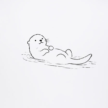 Floating Otter Adult Unisex T-shirt from the Wild Lines Range gallery image 2