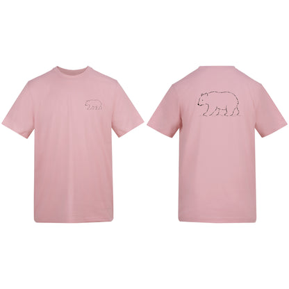 Roaming Bear Adult Unisex T-shirt from the Wild Lines Range Baby Pink colour variant image