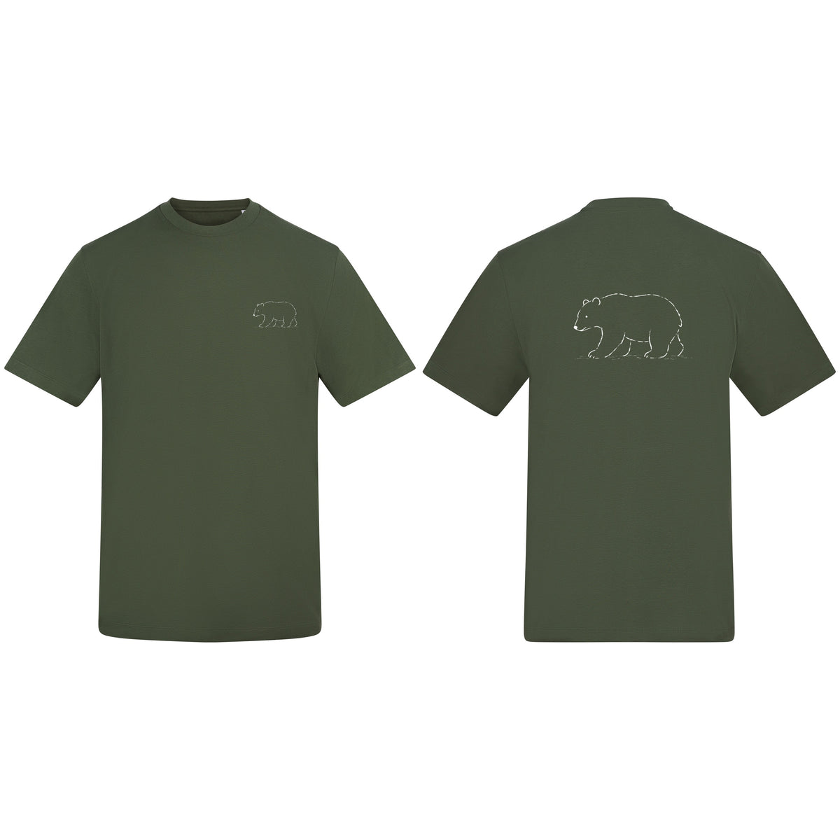 Roaming Bear Adult Unisex T-shirt from the Wild Lines Range Earthy Green colour variant image